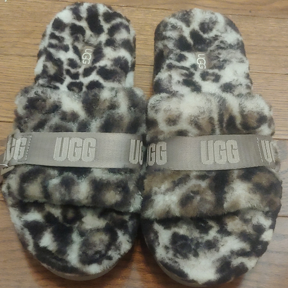 UGG Animal Print Fluffy Slippers
